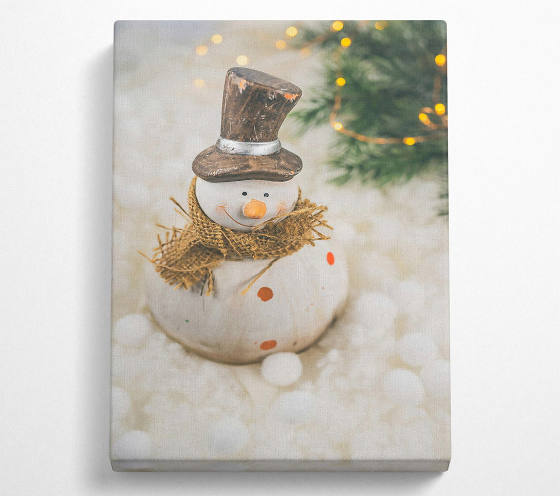  A Canvas Print of White Festive Snowman Canvas Print
