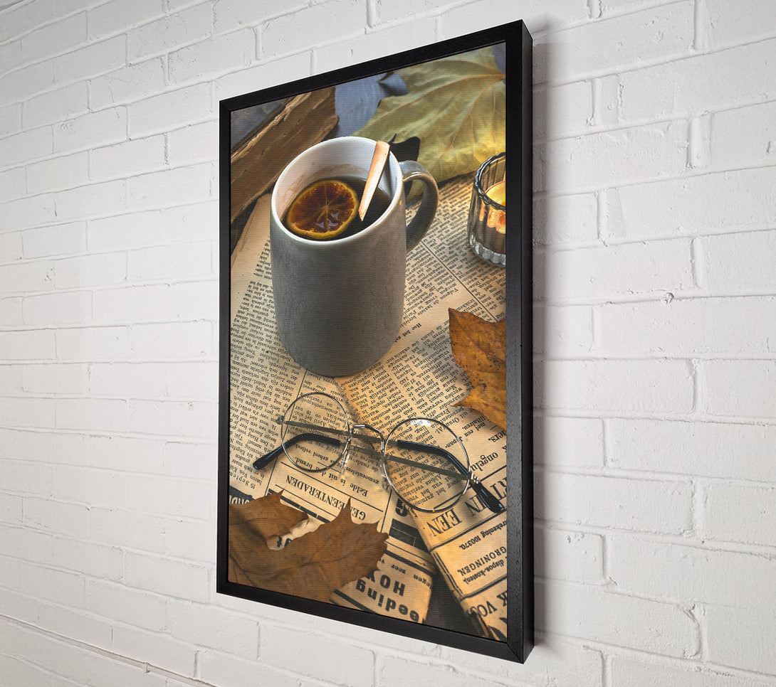  A Canvas Print of Grey Tea And Leaves Canvas Wall Art