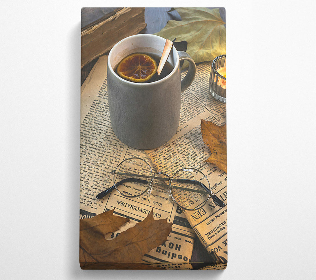  A Canvas Print of Grey Tea And Leaves Canvas Wall Art