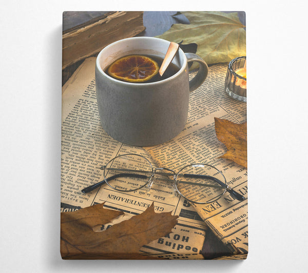  A Canvas Print of Grey Tea And Leaves Canvas Wall Art