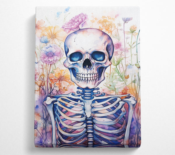  A Canvas Print of Skeleton Flowers Watercolour Canvas Wall Art