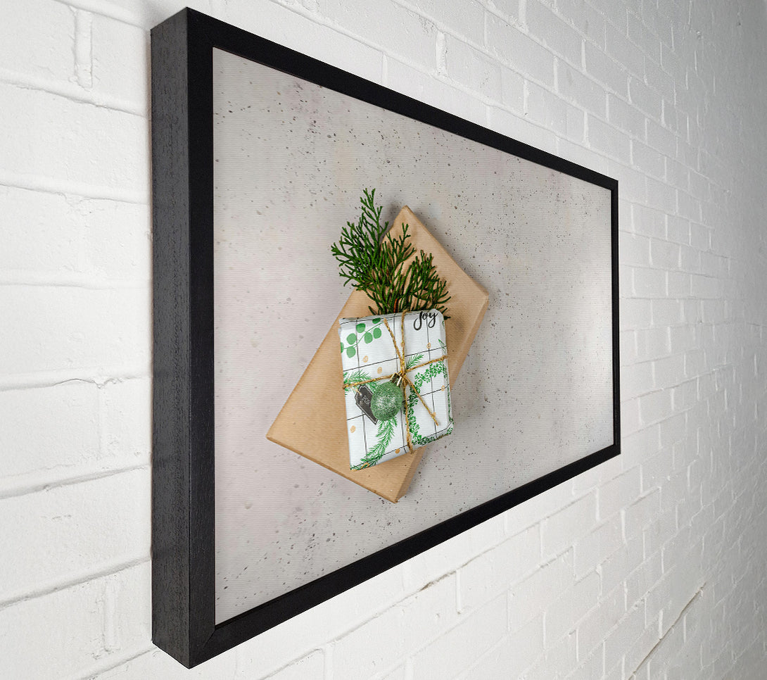  A Canvas Print of Green Gift Wrapped Joy Canvas Art