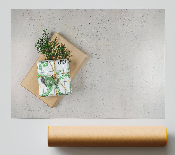 Green Gift Wrapped Joy Poster