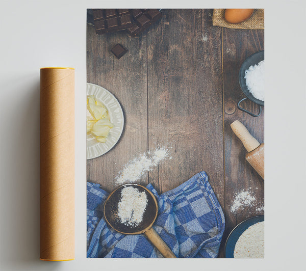 Blue Baking Supplies Giclee Print