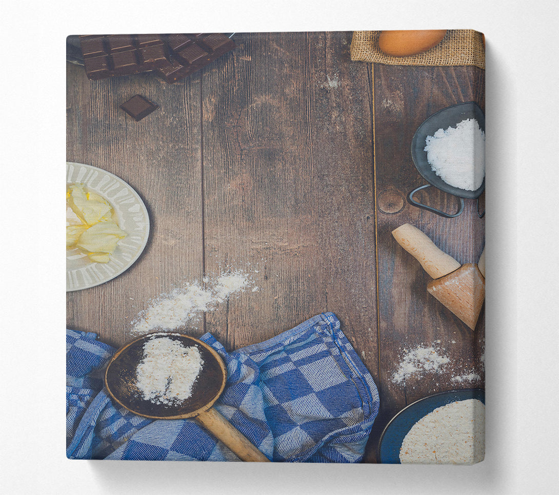  A Canvas Print of Blue Baking Supplies Canvas Wall Art