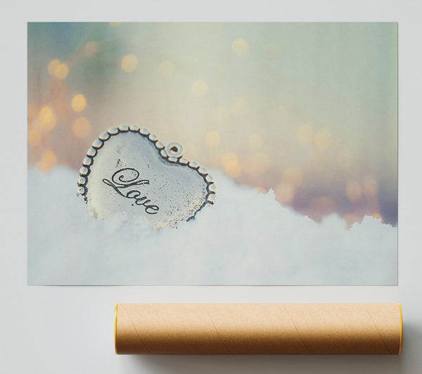 Silver Heart In Snow Poster
