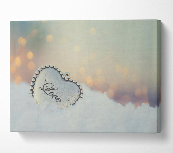  A Canvas Print of Silver Heart In Snow Canvas Art