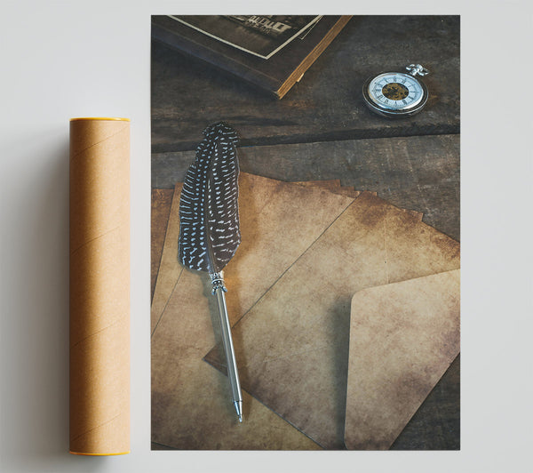 Tanned Feather And Time Print