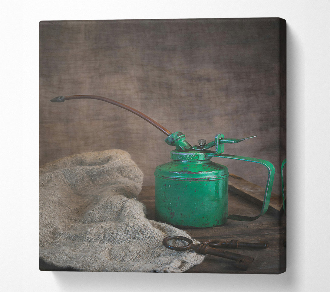  A Canvas Print of The Green Oil Can Canvas Print
