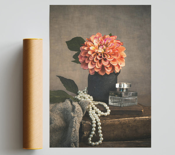 Peach Bloom Still Life Poster