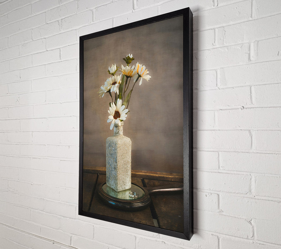  A Canvas Print of Gray Daisies On Mirror Canvas Wall Art