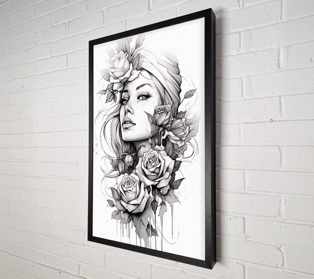  A Canvas Print of Sketched Beautiful Woman Canvas Art
