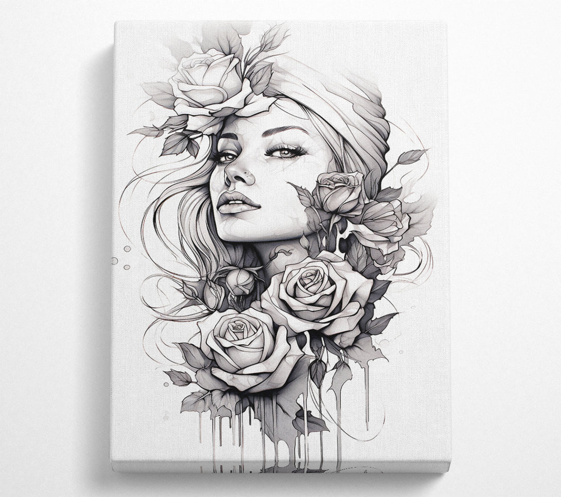  A Canvas Print of Sketched Beautiful Woman Canvas Art