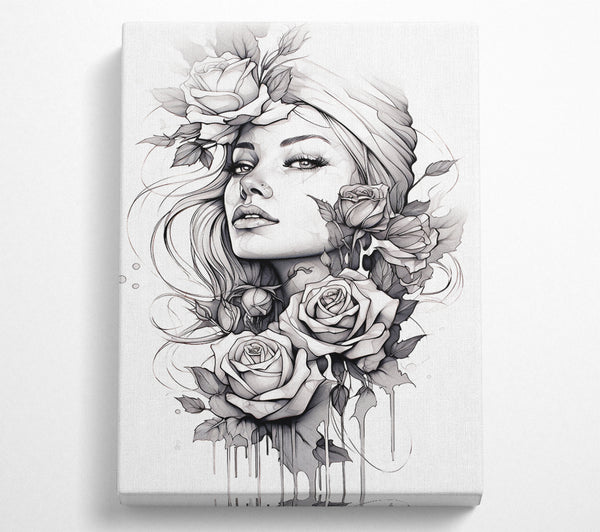  A Canvas Print of Sketched Beautiful Woman Canvas Art