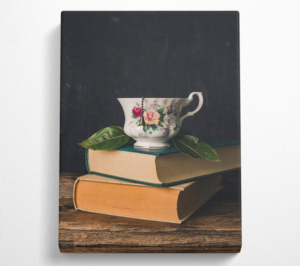  A Canvas Print of Green Tea And Books Canvas Wall Art