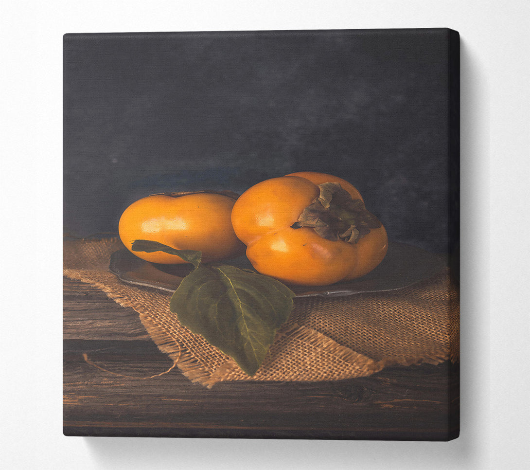  A Canvas Print of Golden Persimmon Still Life Canvas Print