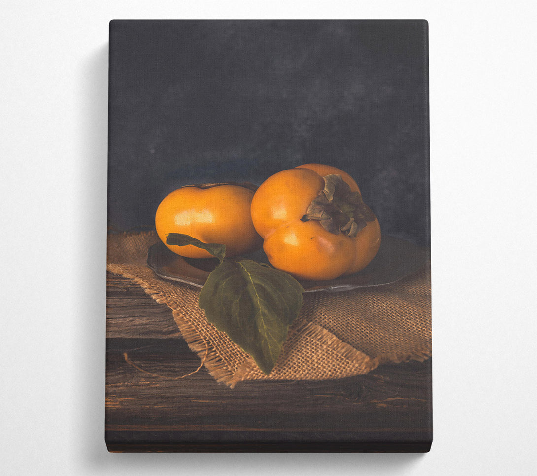 A Canvas Print of Golden Persimmon Still Life Canvas Print