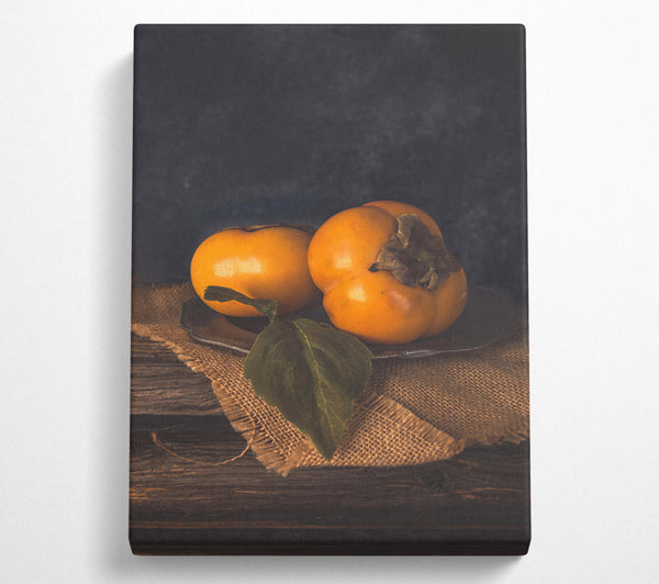  A Canvas Print of Golden Persimmon Still Life Canvas Print