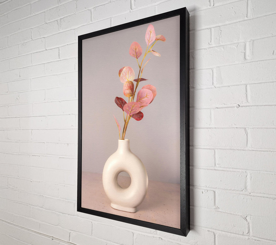  A Canvas Print of Pink Eucalyptus In White Vase. Canvas Art