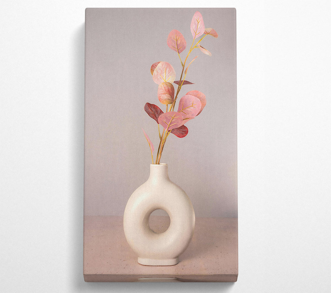  A Canvas Print of Pink Eucalyptus In White Vase. Canvas Art