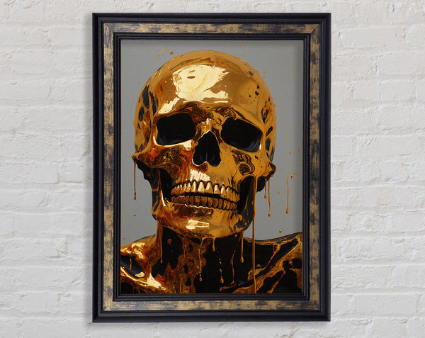 Skull Liquid Gold Framed Print