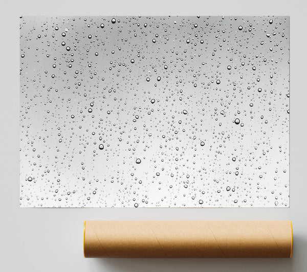 Silver Raindrops Abstract Poster