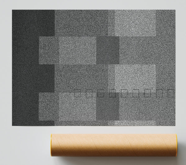 Grayscale Pixelation Grid Print