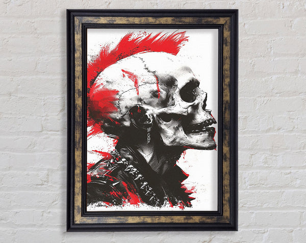 Skull Red Mohawk Punk Framed Print