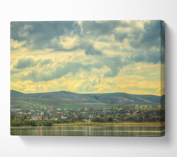  A Canvas Print of Golden Hour Village Canvas Art