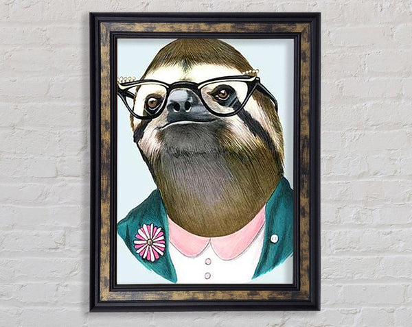 Sloth Glasses Framed Print