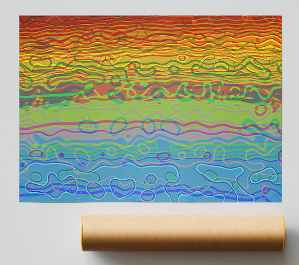 Azure Organic Lines Print