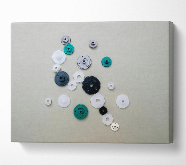  A Canvas Print of Teal Gear Symphony Canvas Wall Art
