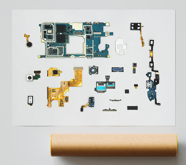 Blue Circuit Board Symphony Print