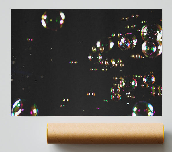 Rainbow Bubbles In Black Giclee Print