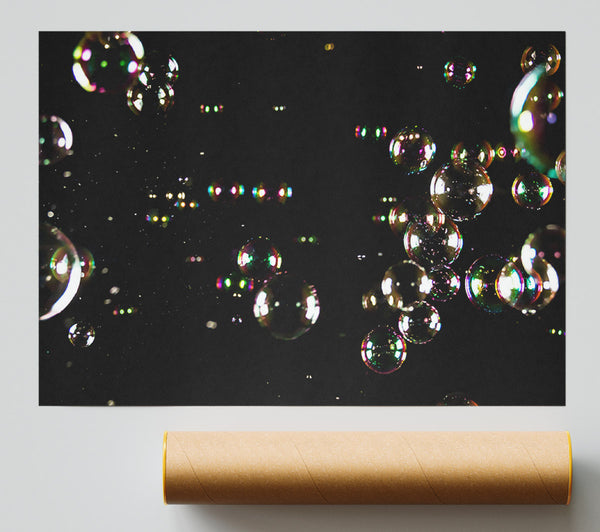 Rainbow Bubbles In The Dark Poster