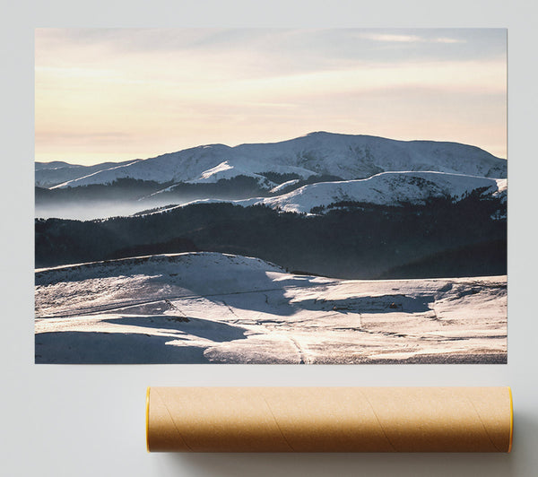 Golden Snowscape Peaks Print