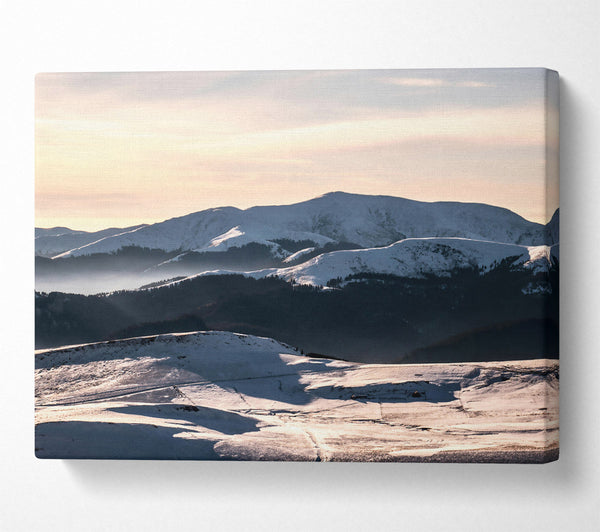  A Canvas Print of Golden Snowscape Peaks Canvas Print