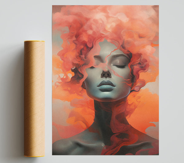 Smokey Peach Hair Poster