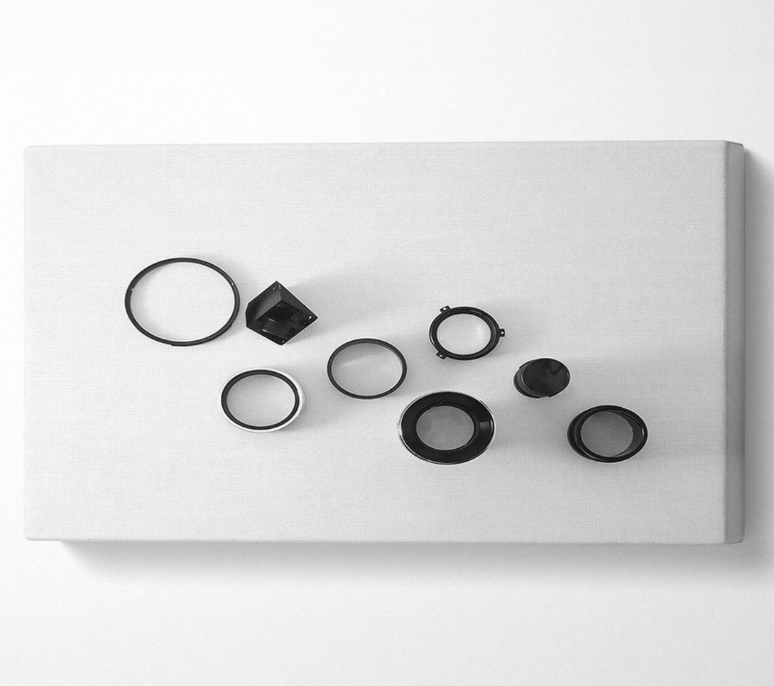  A Canvas Print of Black Rings And Cylinders Canvas Print