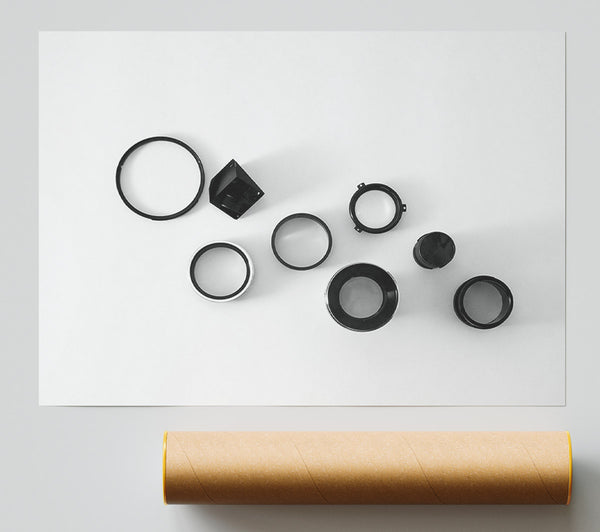 Black Rings And Cylinders Print