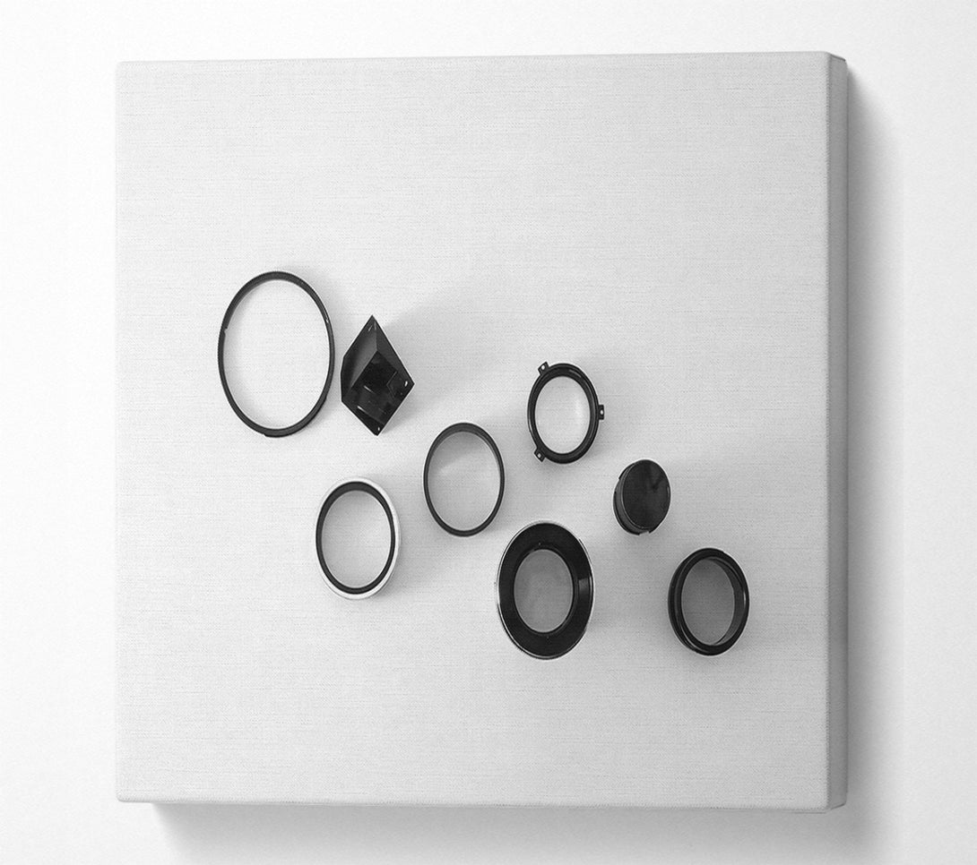  A Canvas Print of Black Rings And Cylinders Canvas Print