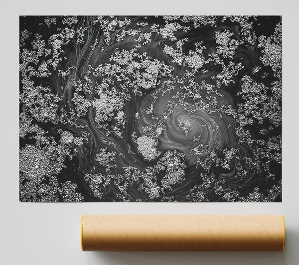 Silver Swirls Of Ink Print