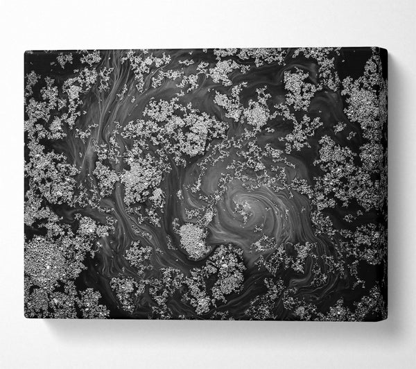  A Canvas Print of Silver Swirls Of Ink Canvas Wall Art