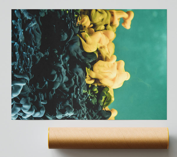 Golden Ink Swirls Print
