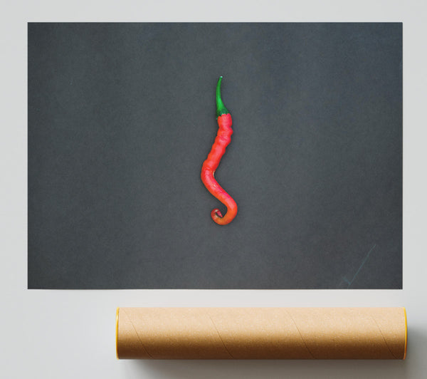 Red Chili On Grey Poster