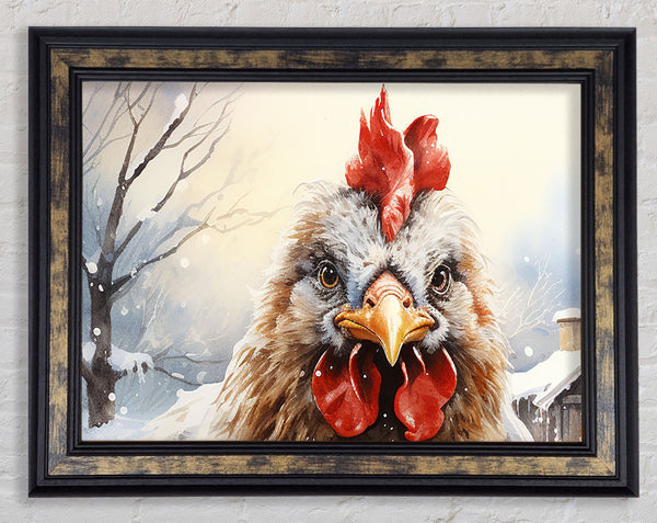 Snow Chicken Framed Print