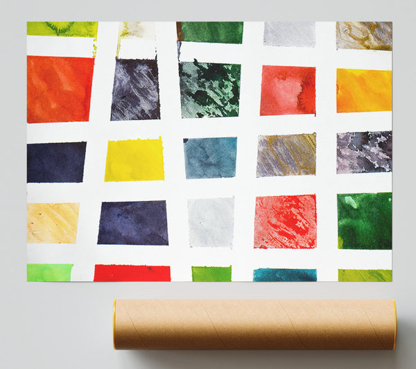 Yellow Watercolor Grid Print