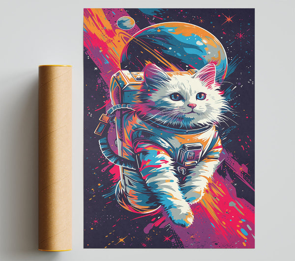 Space Cat Astro Poster