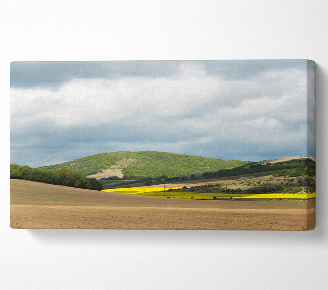  A Canvas Print of Golden Hills Under Clouds Canvas Wall Art