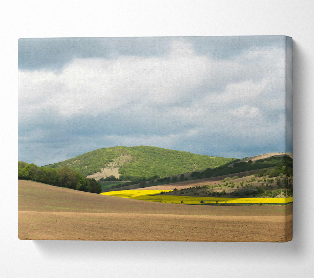  A Canvas Print of Golden Hills Under Clouds Canvas Wall Art